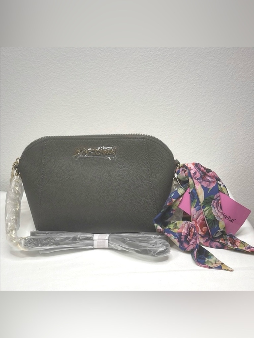 Betsey Johnson XO Anaya Crossbody with Scarf and Chain Strap Olive Green NWT
